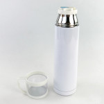 Термос для сублимации, металл белый 500 мл  прозрачная крышка-чашка Белая