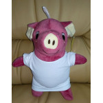 Поросенок- мальчик розовый, игрушка с футболкой для нанесения рисунка (сублимация) 31 см