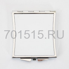 Зеркальце для сублимации (квадратное, 6 х 6.5 см, вогнутые бока, серебро)