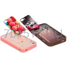 Чехол для iPhone 4/4S (пластик, прозрачный розовый) для сублимации