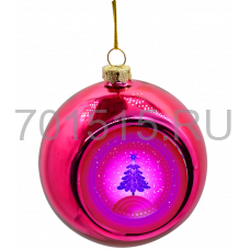 Елочный шар МАЛИНОВЫЙ d=80 мм, пластиковый, с алюминиевой вставкой d=50 мм для сублимации