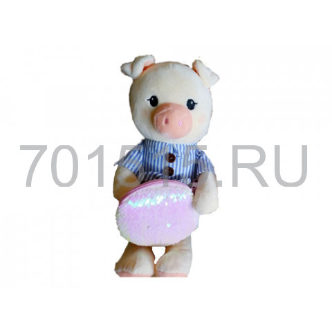 Свинка - девочка игрушка с кошельком-пайетки для нанесения рисунка (сублимация) 32 см