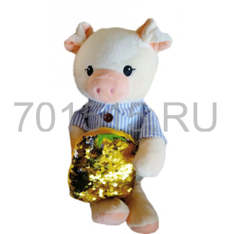 Свинка - мальчик игрушка с кошельком-пайетки для нанесения рисунка (сублимация) 32 см