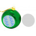 Елочный шар ЗЕЛЕНЫЙ d=80 мм, пластиковый, с алюминиевой вставкой d=50 мм для сублимации